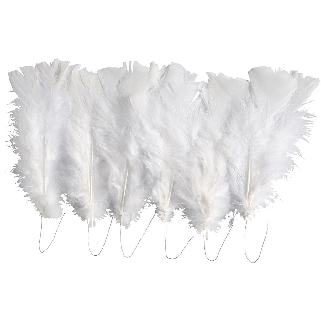 Plumes, L : 11-17 cm, blanc, 18 boule/ 1 Pq. [HOB-51847]