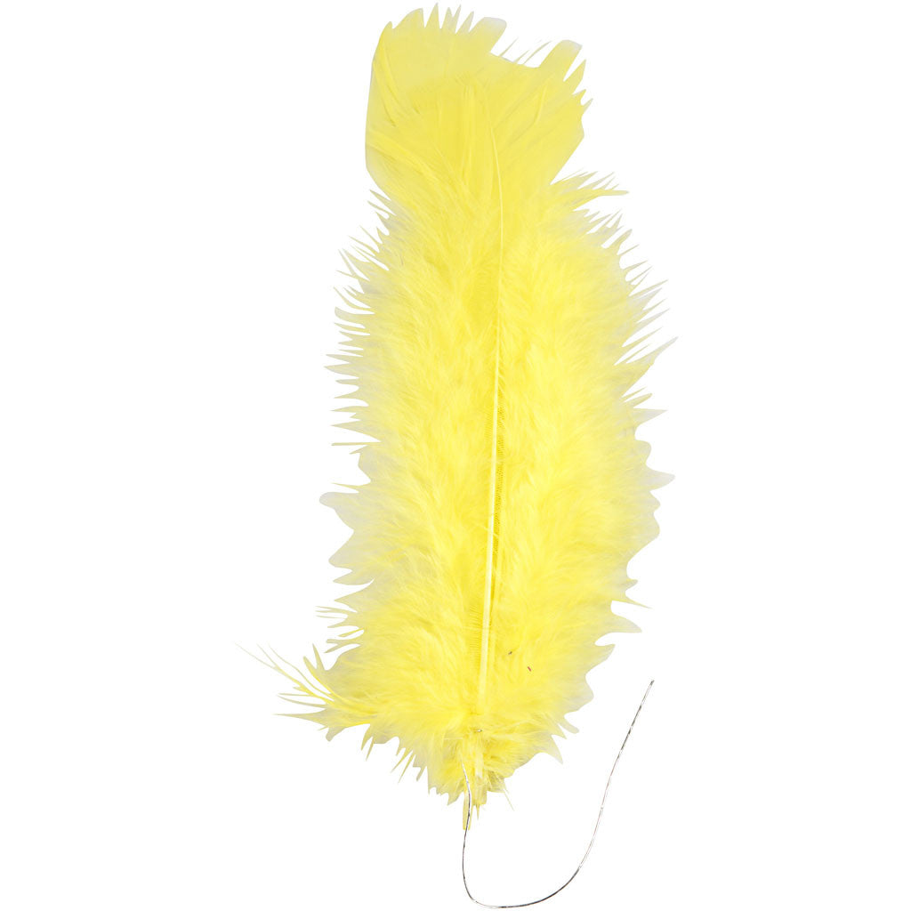 Plumes, L : 11-17 cm, jaune, 18 boule/ 1 Pq. [HOB-51848]