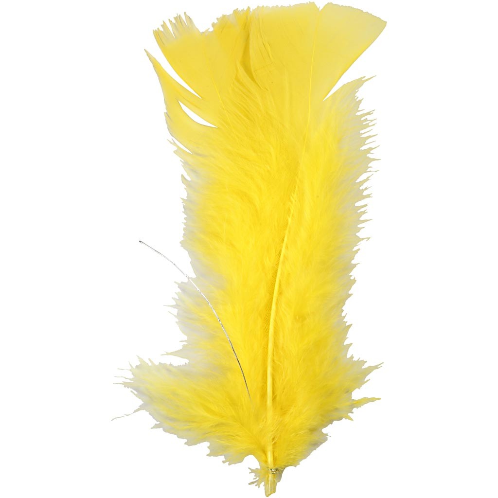 Plumes, L : 11-17 cm, jaune, 18 boule/ 1 Pq. [HOB-51848]