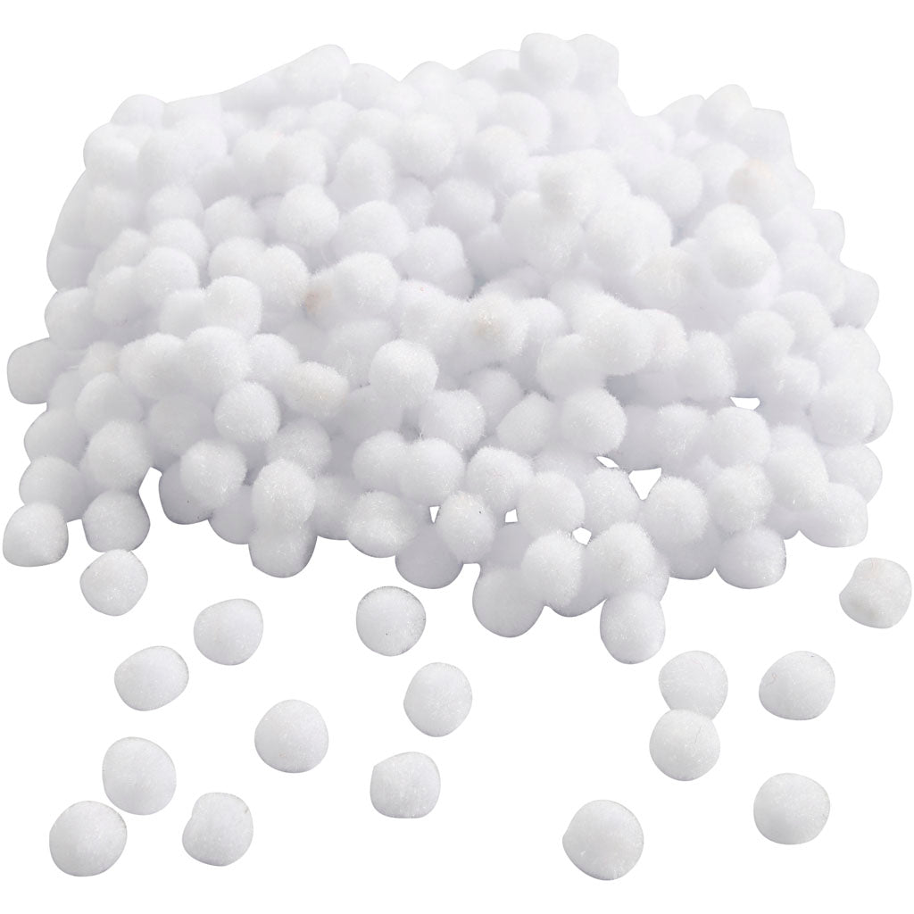 Pompoms, dia. 10 mm, white, 450pc