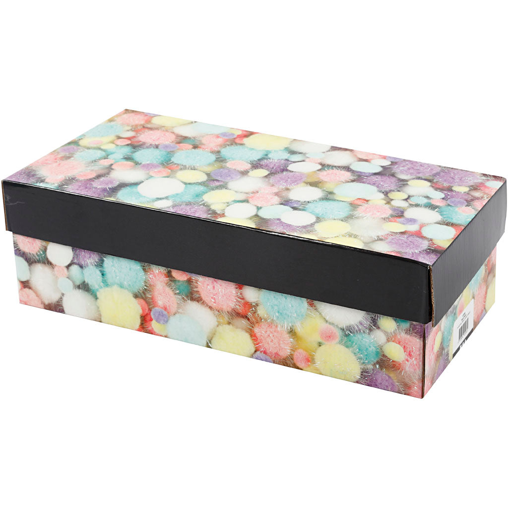 Pompons, d 15-40 mm, glitter, ca. 400 stuk, pastelkleuren, 400 gr/ 1 doos [HOB-51895]