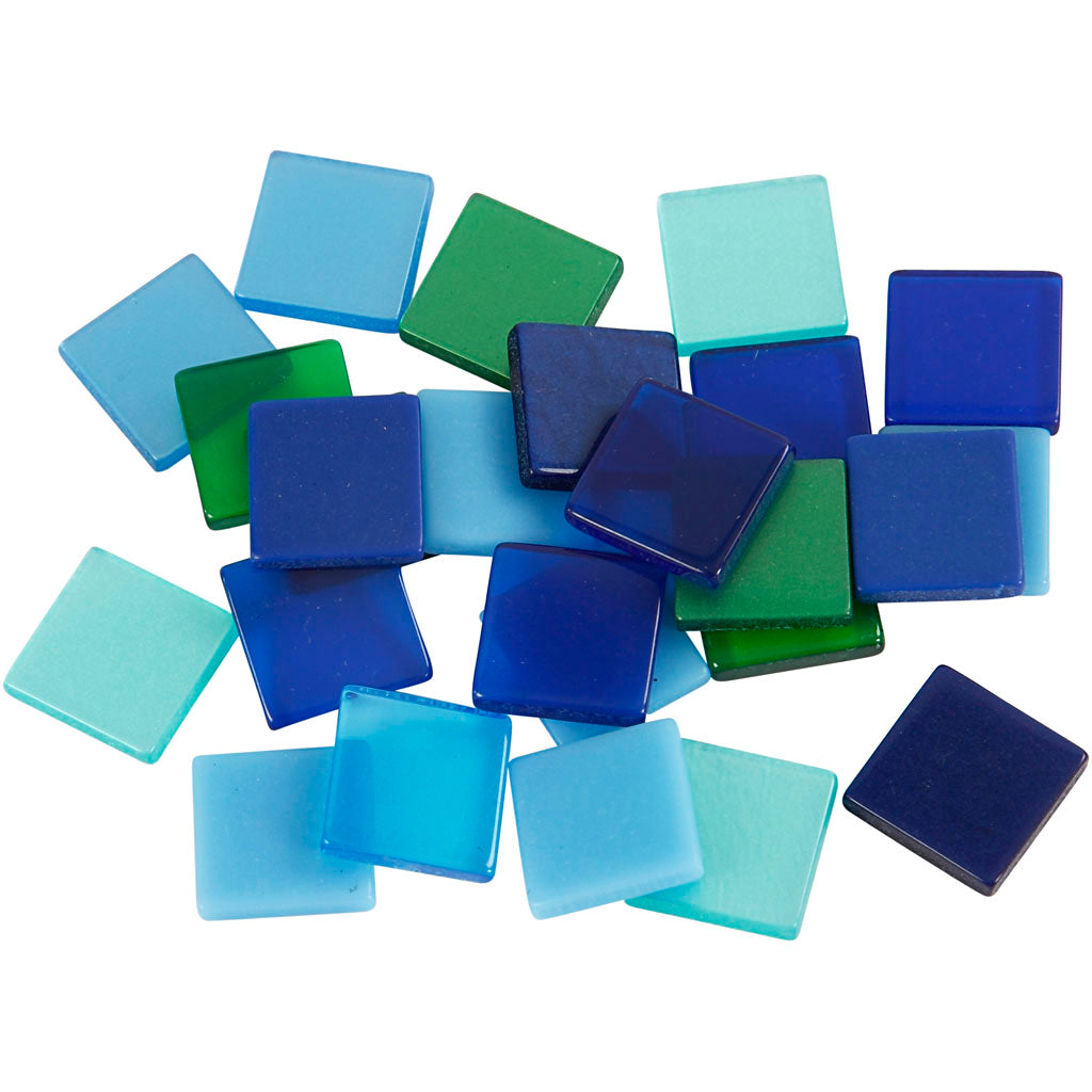Mini Mosaic, size 10x10 mm, thickness 2 mm, blue/green harmony, 25 g