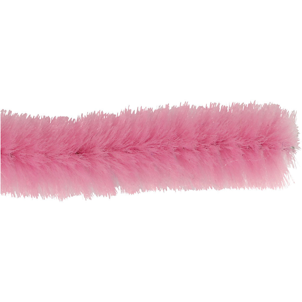 Chenille, L: 30 cm, dikte 6 mm, roze, 50 stuk/ 1 doos [HOB-52089]