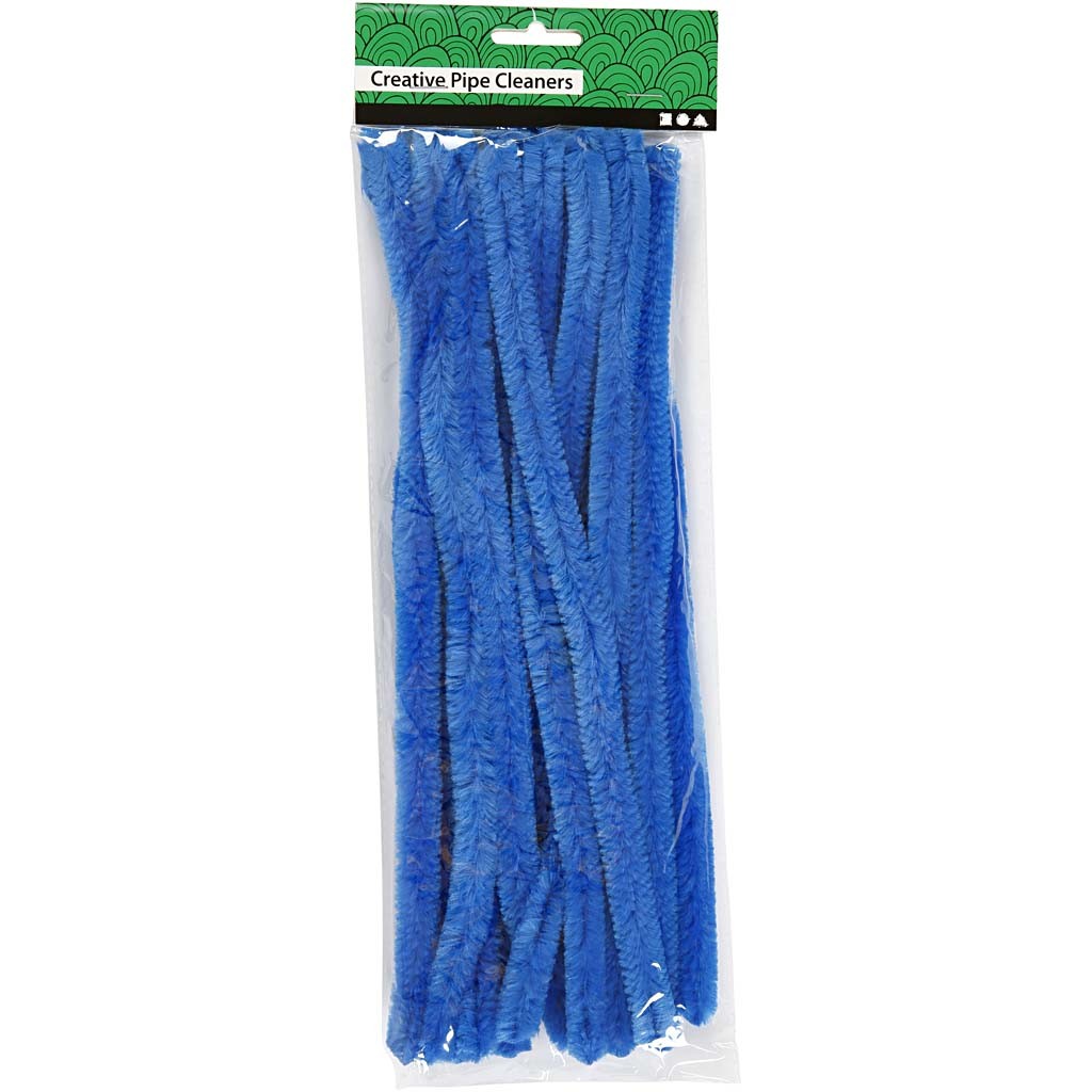 Chenille, L: 30 cm, dikte 15 mm, donkerblauw, 15 stuk/ 1 doos [HOB-52106]
