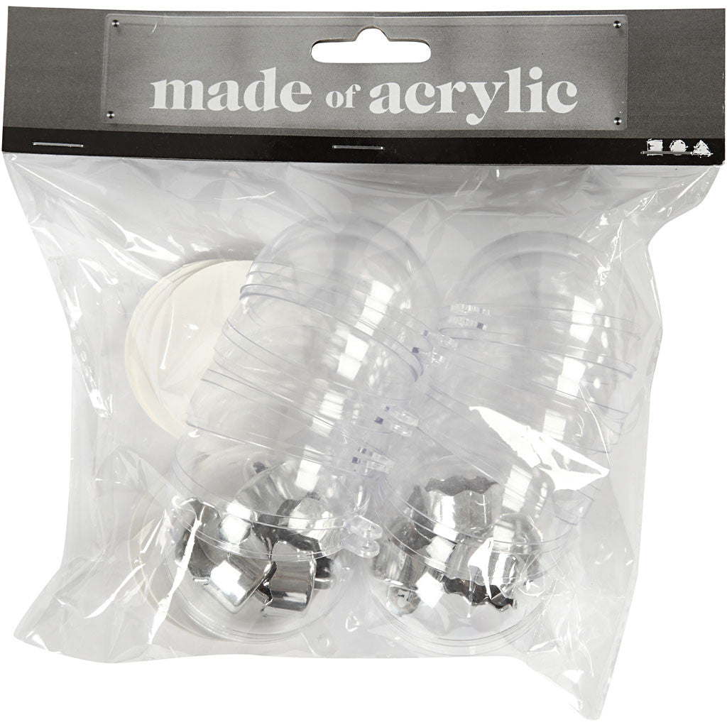 Deco ballen, d 5 cm, transparant, 10 stuk/ 1 doos [HOB-52143]