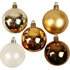 Kerstballen, d 6 cm, goud, 20 stuk/ 1 doos [HOB-52158]