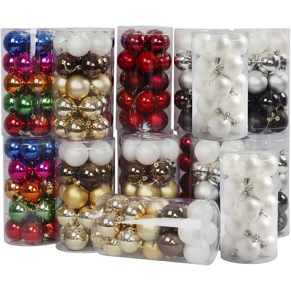 Kerstballen, d 6 cm, Inhoud kan variëren , 24x20 stuk/ 1 doos [HOB-52166]