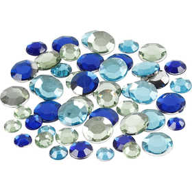 Strasstenen, rond, afm 6+9+12 mm, blauw/groen harmonie, 360 stuk/ 1 doos [HOB-52183]