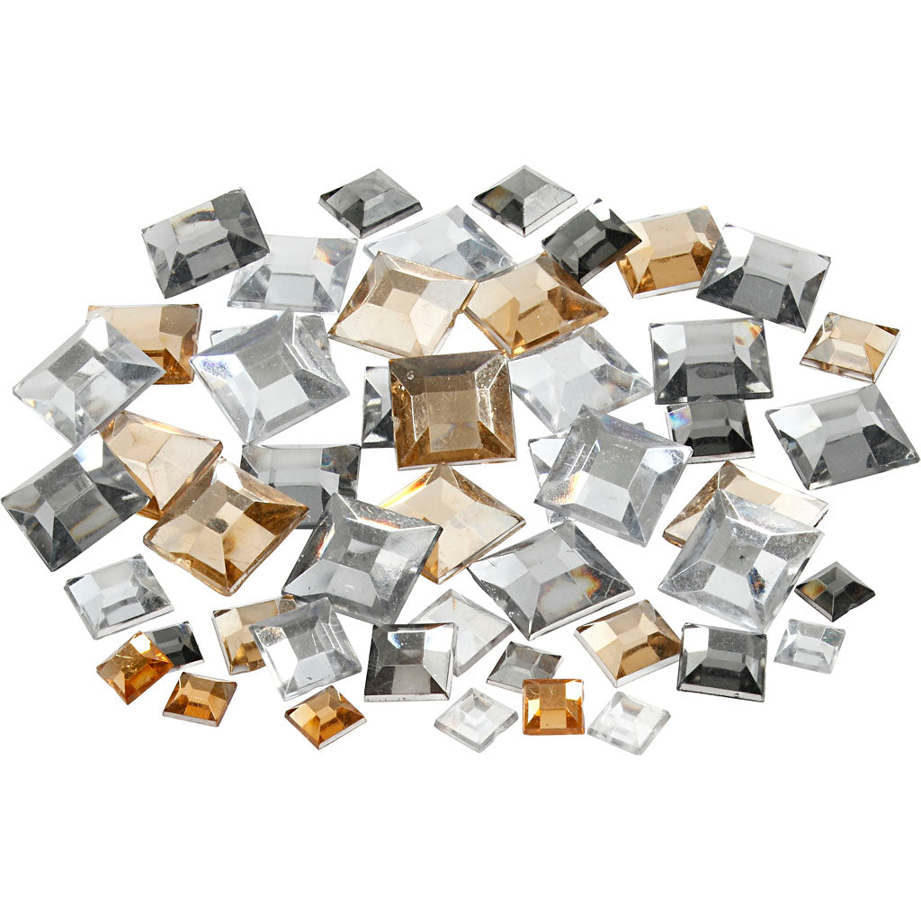 Rhinestones, square, size 6+9+12 mm, golden oil, 360 pc