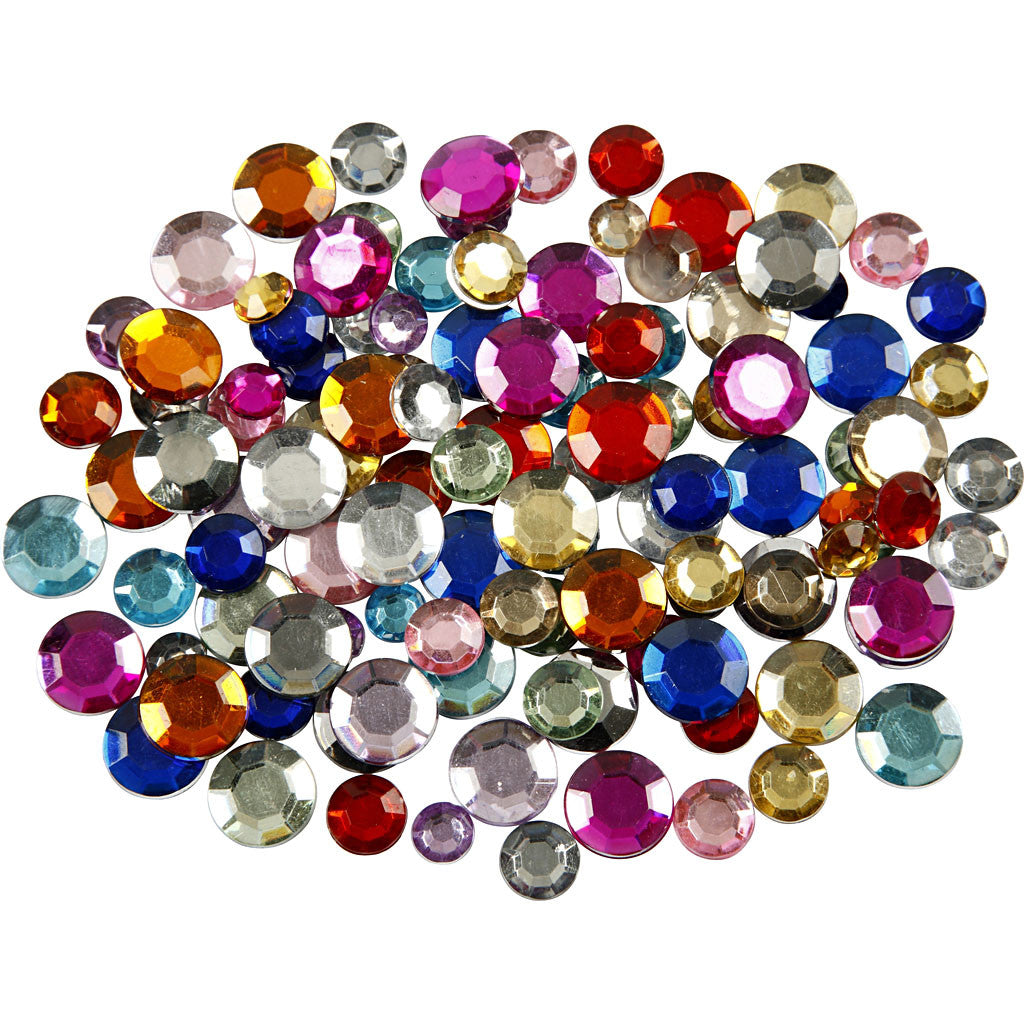 Pierres de strass, rond, d 6+9+12 mm, ass. de couleurs, 3600 pièces/ 1 Pq. [HOB-52201]