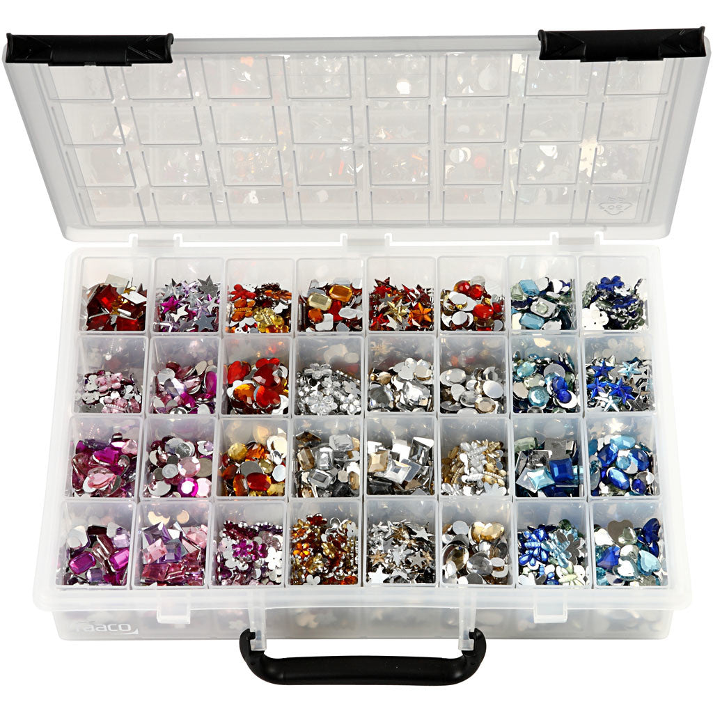 Pierres de strass, d 6-16 mm, ass. de couleurs, 32x360 pièces/ 1 Pq. [HOB-52240]