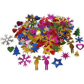 Sequins, dim. 8-50 mm, Couleurs vives, 400 gr/ 1 Pq. [HOB-52250]