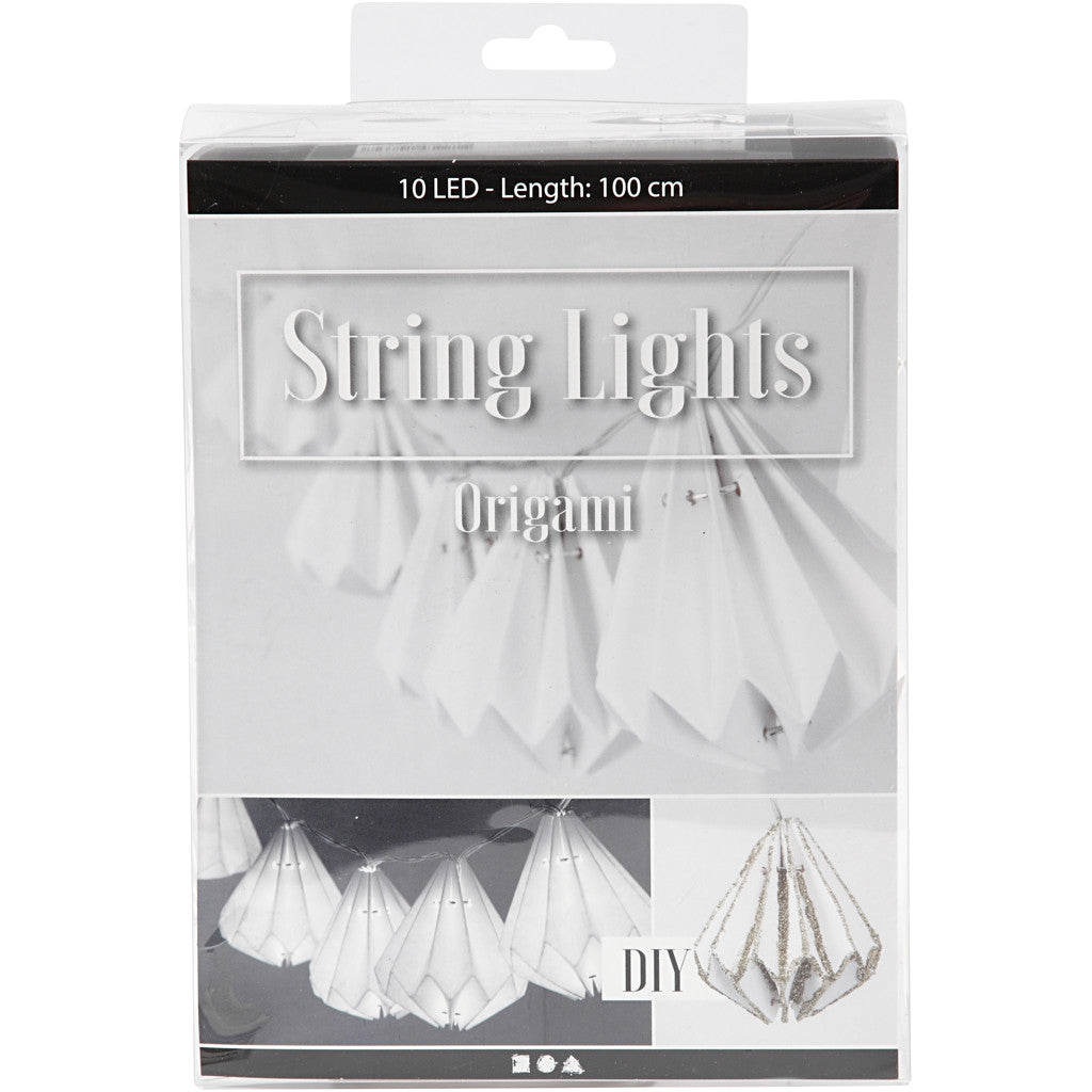 LED lichtslinger met lampenkapjes, H: 80 mm, L: 100 cm, d 65 mm, wit, 1 stuk [HOB-52358]