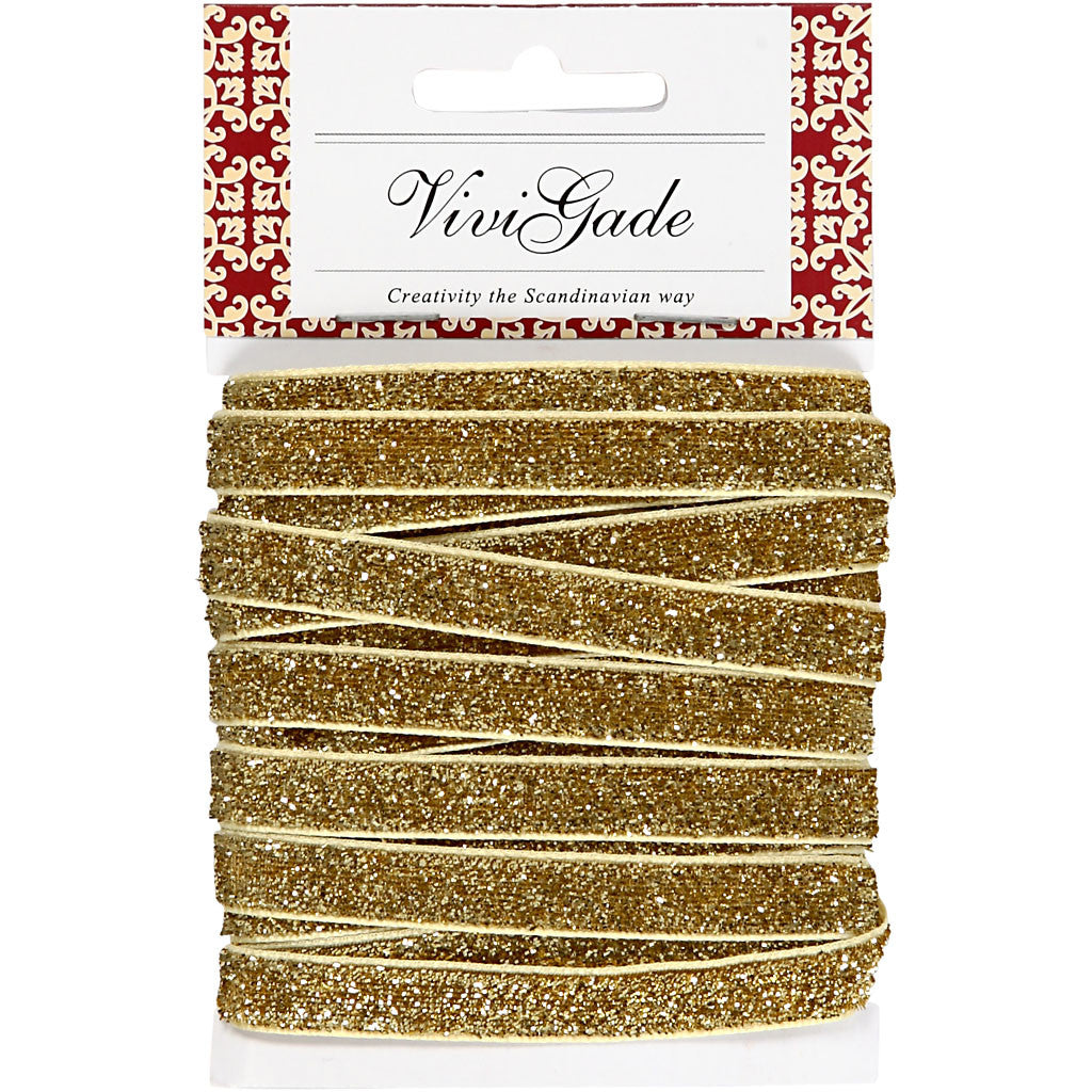 Lint, B: 10 mm, goud, 5 m/ 1 rol [HOB-52444]