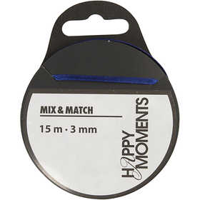 Ruban de satin, L : 3 mm, bleu foncé, 15 m/ 1 rouleau [HOB-524504]