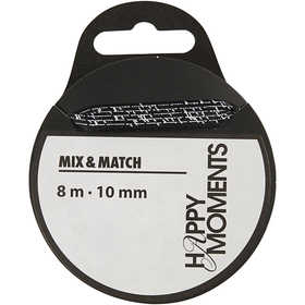 Ruban de satin, L : 10 mm, noir, 8 m/ 1 rouleau [HOB-524602]