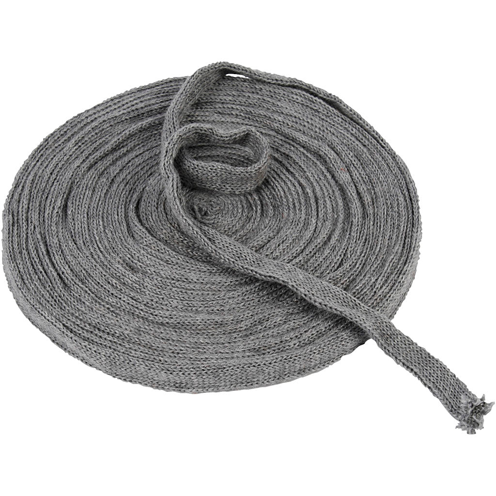 Knitted Tube, W: 15 mm, grey, 10m/ 1 roll