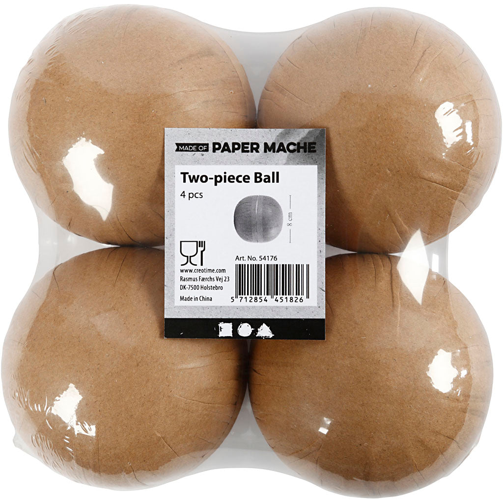 Tweedelige bal, d 8 cm, 4 stuk/ 1 doos [HOB-54176]