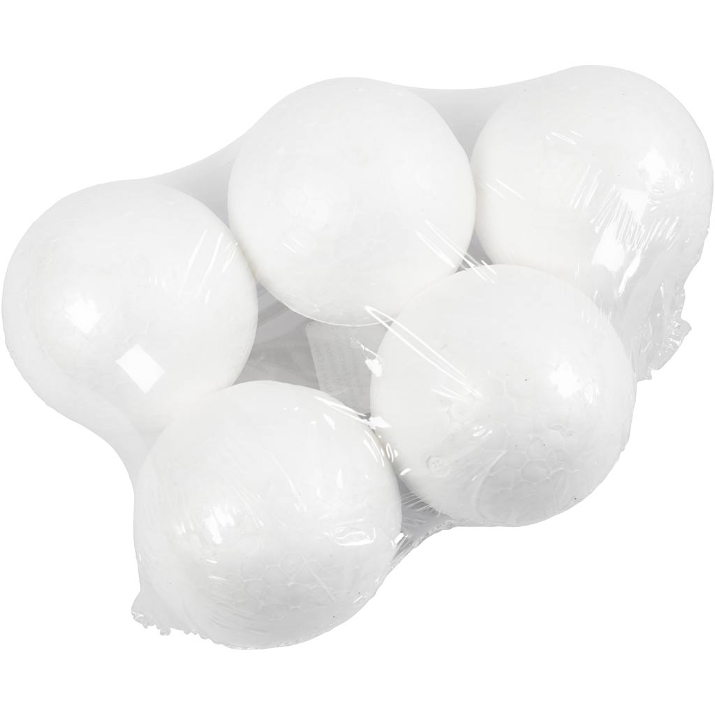 Ballen, d 7 cm, wit, 5 stuk/ 1 doos [HOB-543070]