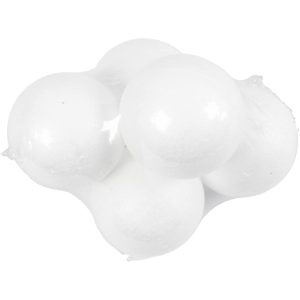 Ballen, d 8 cm, wit, 5 stuk/ 1 doos [HOB-543080]