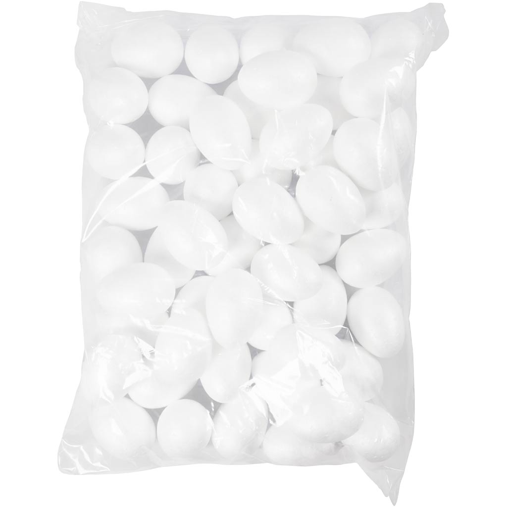 Oeufs en polystyrène, H : 6 cm, blanc, 50 pièces/ 1 Pq. [HOB-543201]