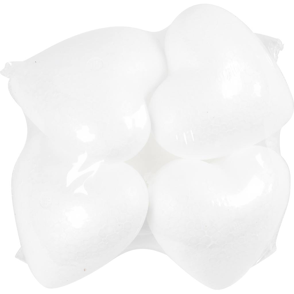 Harten, H: 8 cm, D: 4,5 cm, wit, 5 stuk/ 1 doos [HOB-543541]
