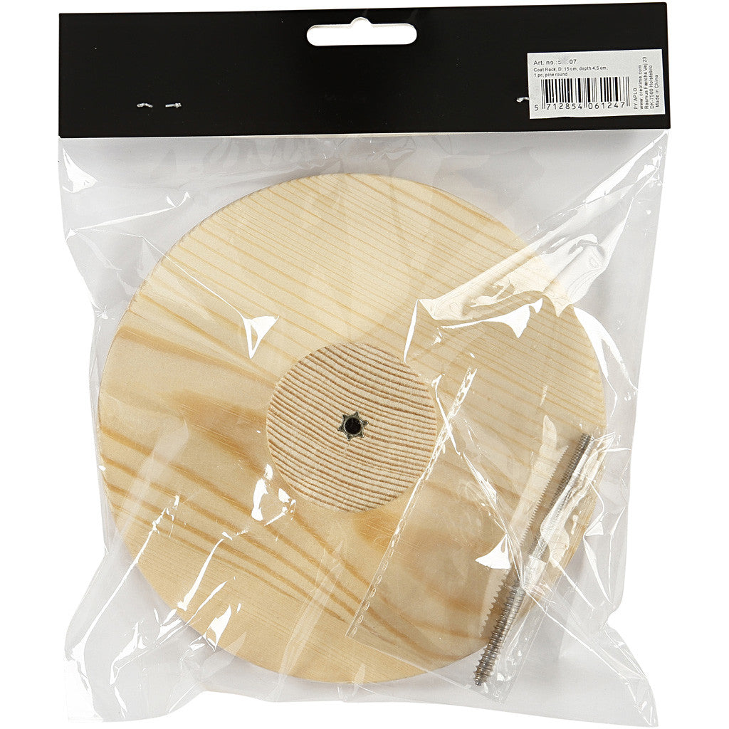 Kapstok, rond, D: 4,5 cm, d 15 cm, 1 stuk [HOB-54407]