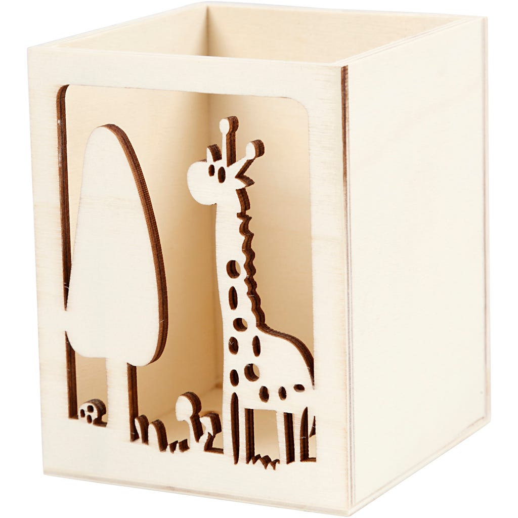 Pot à crayons, girafe, H : 10 cm, L : 8 cm, ép. 4 mm, 1 pièce [HOB-54434]