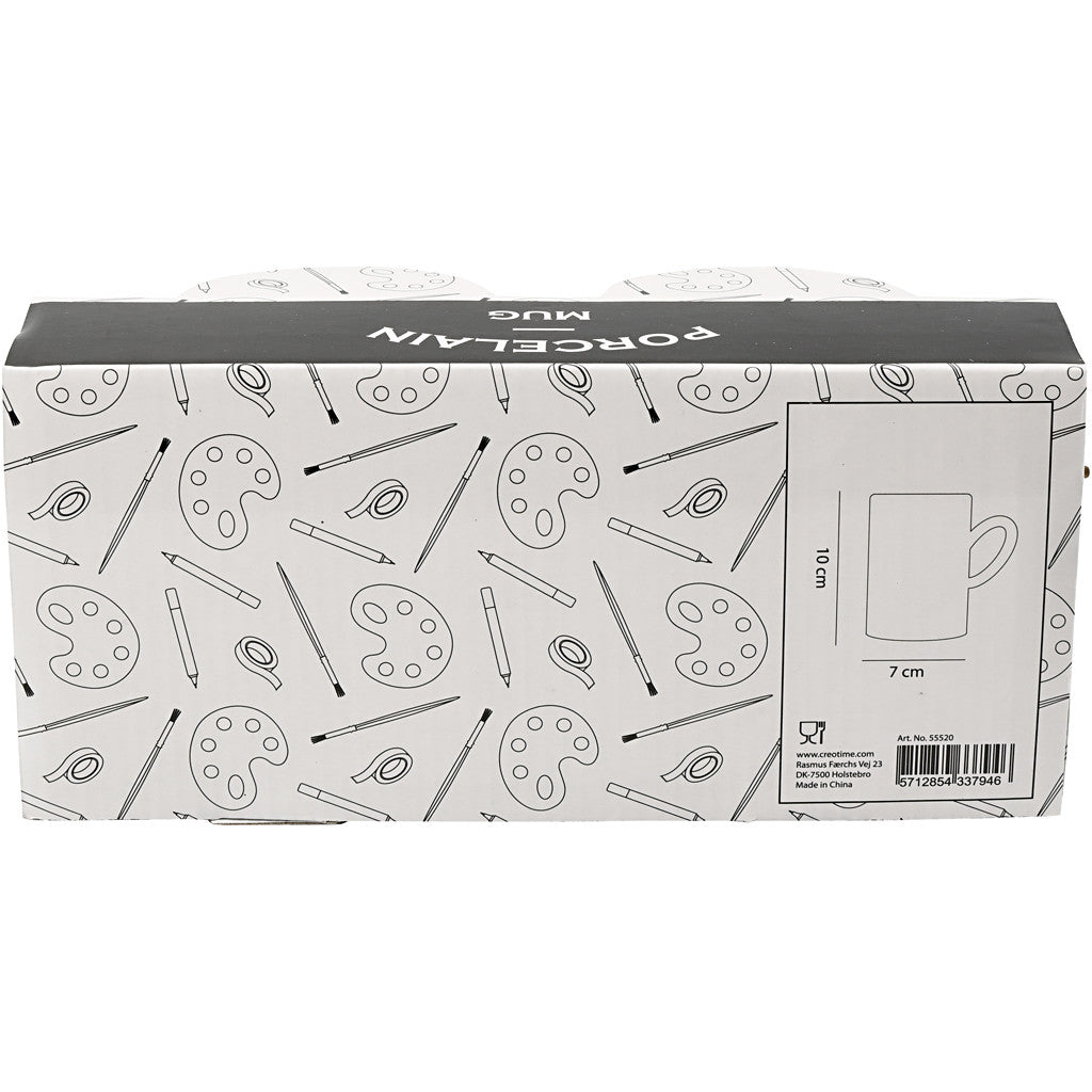 Mokken, H: 10 cm, d 7,4 cm, wit, 2 stuk/ 1 doos [HOB-55520]