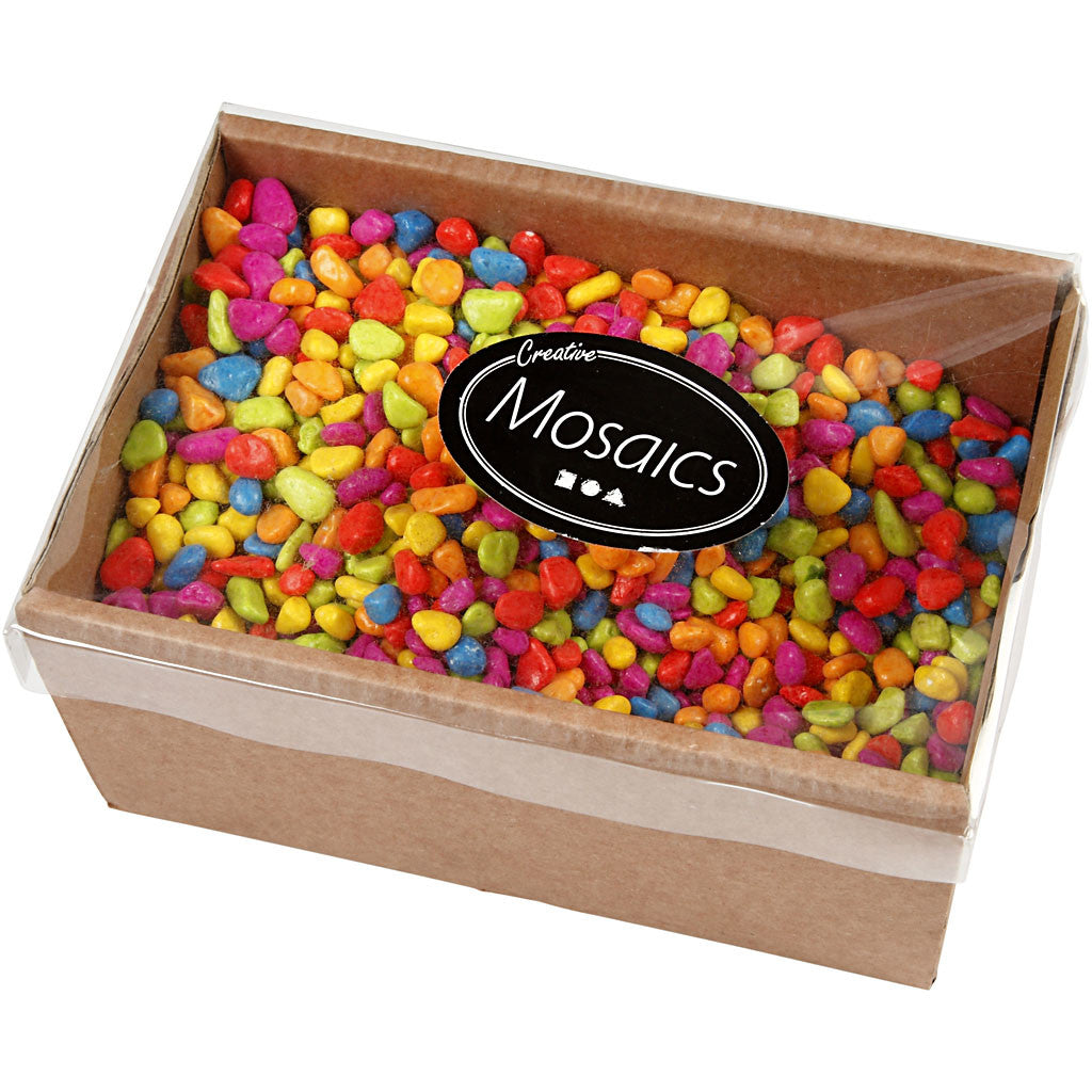 Mozaiek stenen, afm 8-10 mm, dikte 5 mm, sterke kleuren, 2 kg/ 1 doos [HOB-55528]