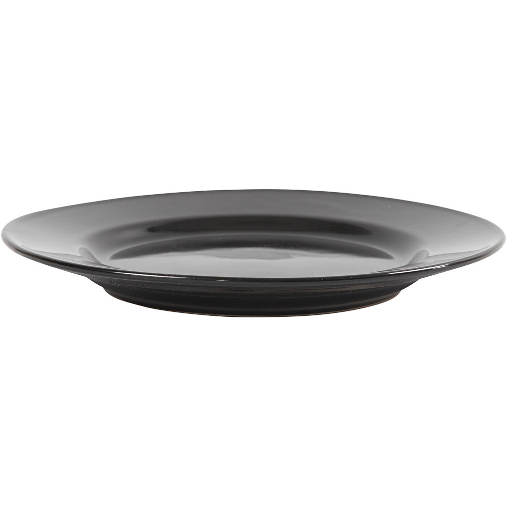 Bordjes, d 19 cm, zwart, 6 stuk/ 1 doos [HOB-55590]