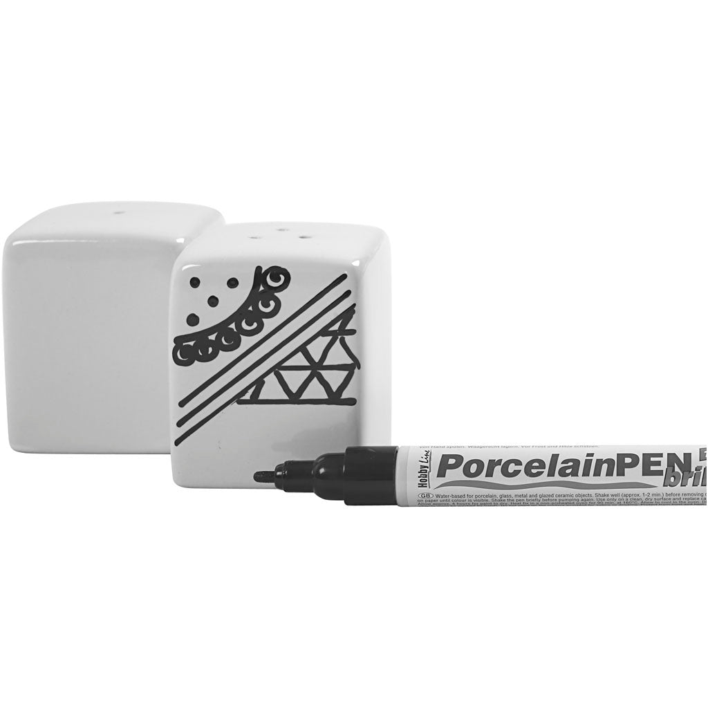 Set de sel et poivre, H: 6 cm, dim. 5x5 cm, brillante, blanc, 6 set/ 1 boîte [HOB-55604]