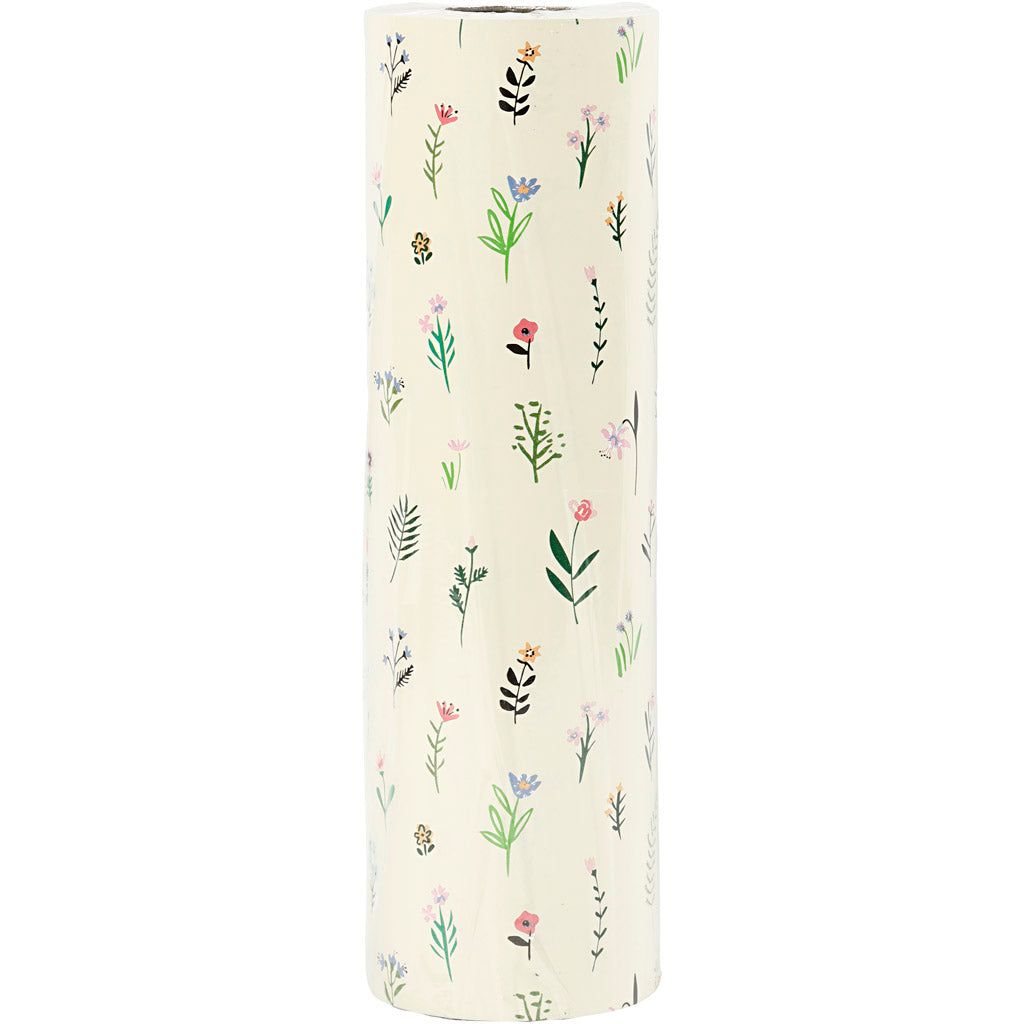 Inpakpapier, flora, B: 50 cm, 80 gr, 100 m/ 1 rol [HOB-556432]