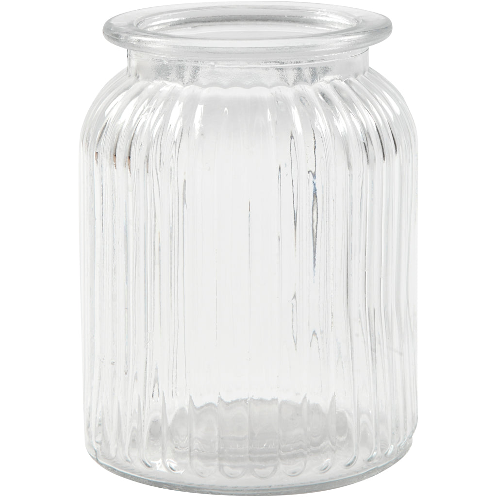 Glass Jar, H: 14,5 cm, dia. 11 cm, hole size 7 cm, 6 pc