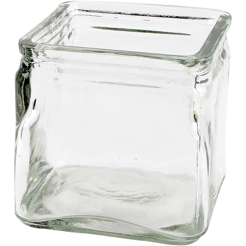 Square Candle Holder, H: 10 cm, size 10x10 cm, 12 pc