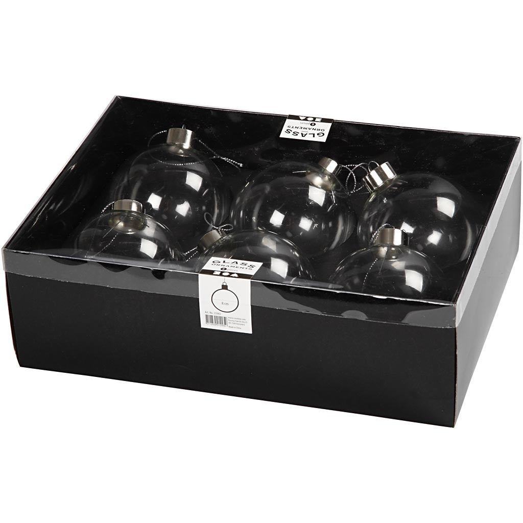 Objet décoratif en verre, H : 8,9 cm, d 7,9 cm, transparent, 6 pièces/ 1 Pq. [HOB-55943]