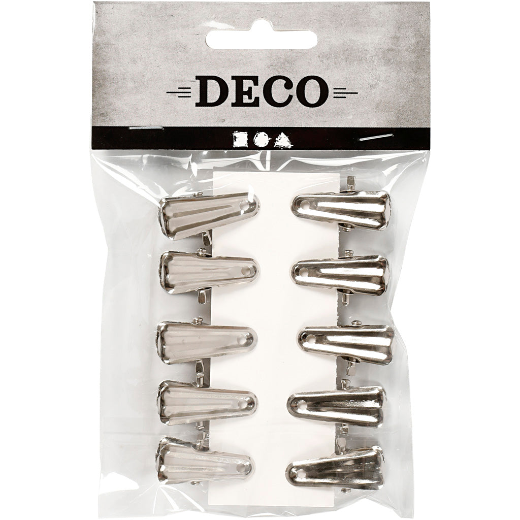 Deco knijpers, L: 27 mm, B: 14 mm, zilver, 10 stuk/ 1 doos [HOB-559540]