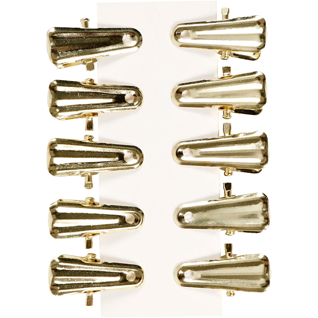 Deco knijpers, L: 27 mm, B: 14 mm, goud, 10 stuk/ 1 doos [HOB-559541]