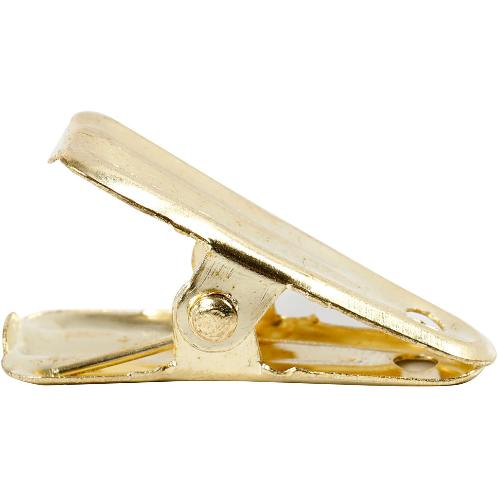 Deco knijpers, L: 27 mm, B: 14 mm, goud, 10 stuk/ 1 doos [HOB-559541]