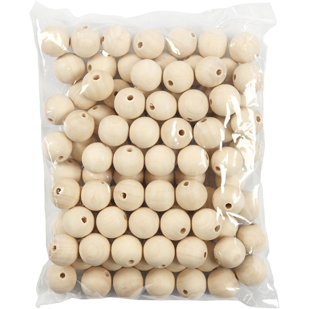Houten kraal, d 25 mm, gatgrootte 4,5 mm, 100 stuk/ 1 doos [HOB-566710]