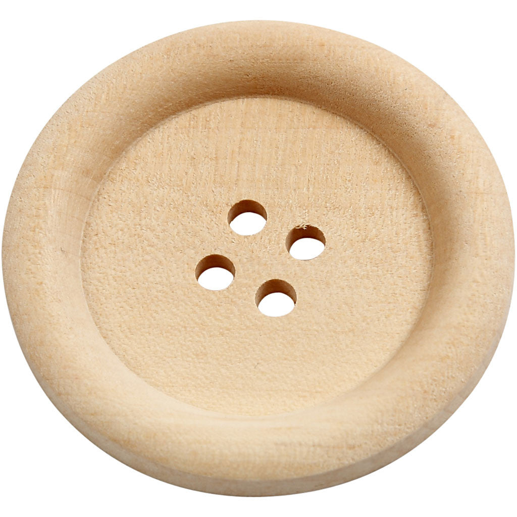 Houten knopen, d 35 mm, gatgrootte 2 mm, 4 gaten, 10 stuk/ 1 doos [HOB-56687]