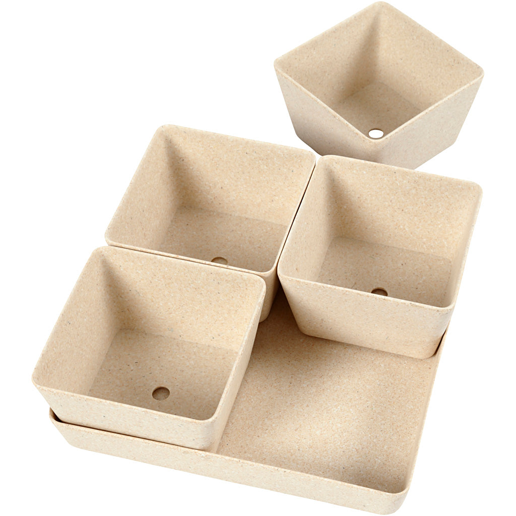 Bloempotten, H: 8 cm, D: 19,5 cm, B: 19,5 cm, 1 set [HOB-56866]