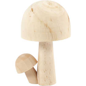 Champignons en bois, H : 8,5 cm, L : 5,5 cm, 1 pièce [HOB-56936]