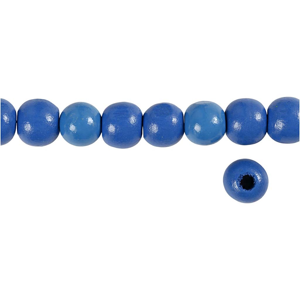 Houten Kralen, d 12 mm, gatgrootte 3 mm, ca. 40 stuk, blauw, 22 gr/ 1 doos [HOB-570418]