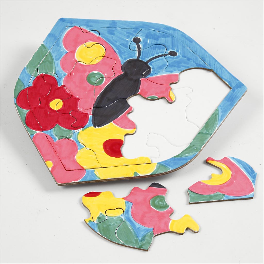 Puzzle, dim. 17-21 cm, blanc, 10 pièces/ 1 Pq. [HOB-57476]