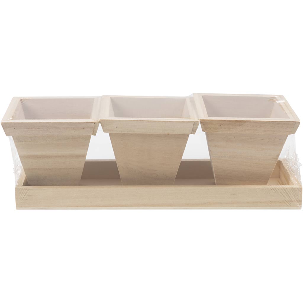 Mini-jardinière en bois, dim. 27x9x9 cm, 1 set [HOB-576260]