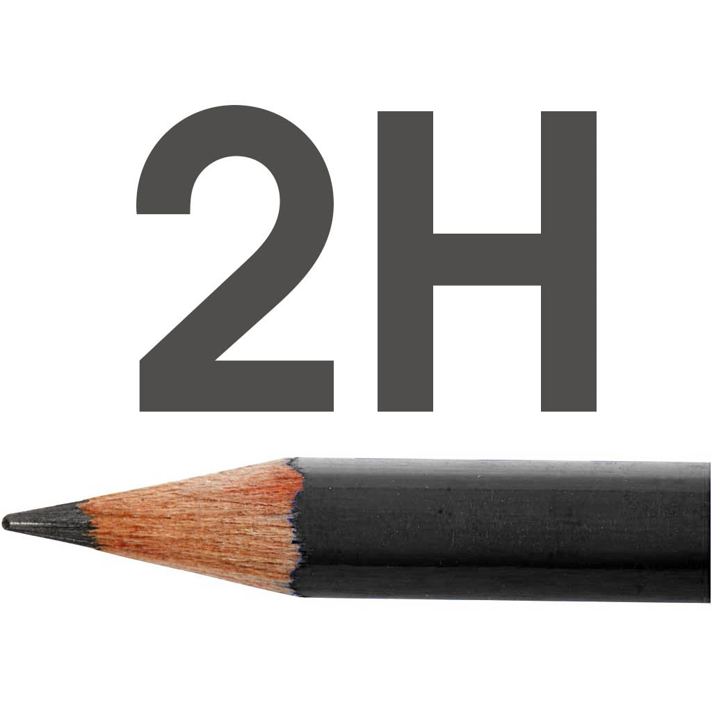 Crayons Gris Art Design, d 6,9 mm, 2H, mine 1,8 mm, 12 pièces/ 1 Pq. [HOB-57818]