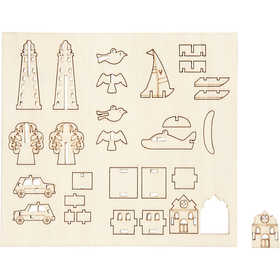 Figurines à assembler, quotidien, L : 15,5 cm, L : 17 cm, ép. 3 mm, 1 Pq. [HOB-57881]