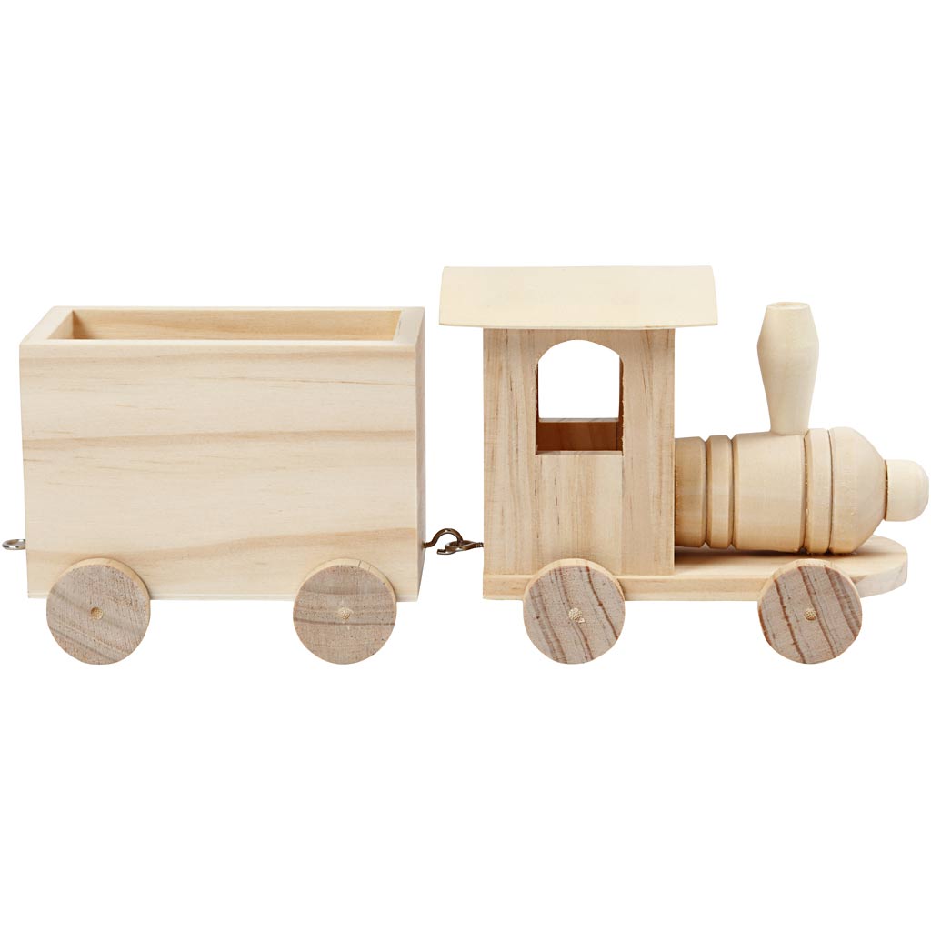 Train jouet avec wagon, H : 9,5 cm, L : 21,5 cm, L : 6,5 cm, 1 pièce [HOB-57977]