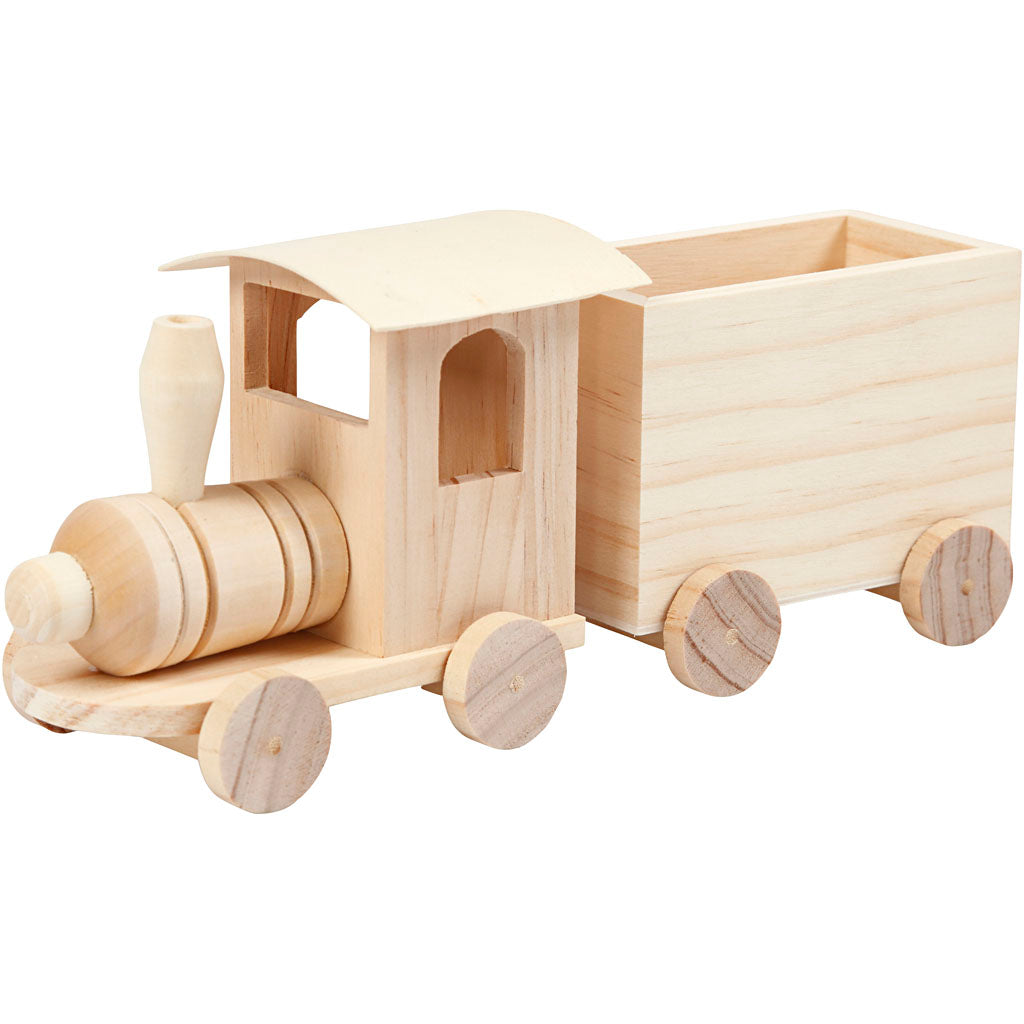 Train jouet avec wagon, H : 9,5 cm, L : 21,5 cm, L : 6,5 cm, 1 pièce [HOB-57977]